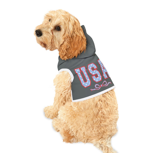Princess Grace  USA Stars & Stripes Pet Hoodie  Stylish Dog Sweater for Festivals & Holidays