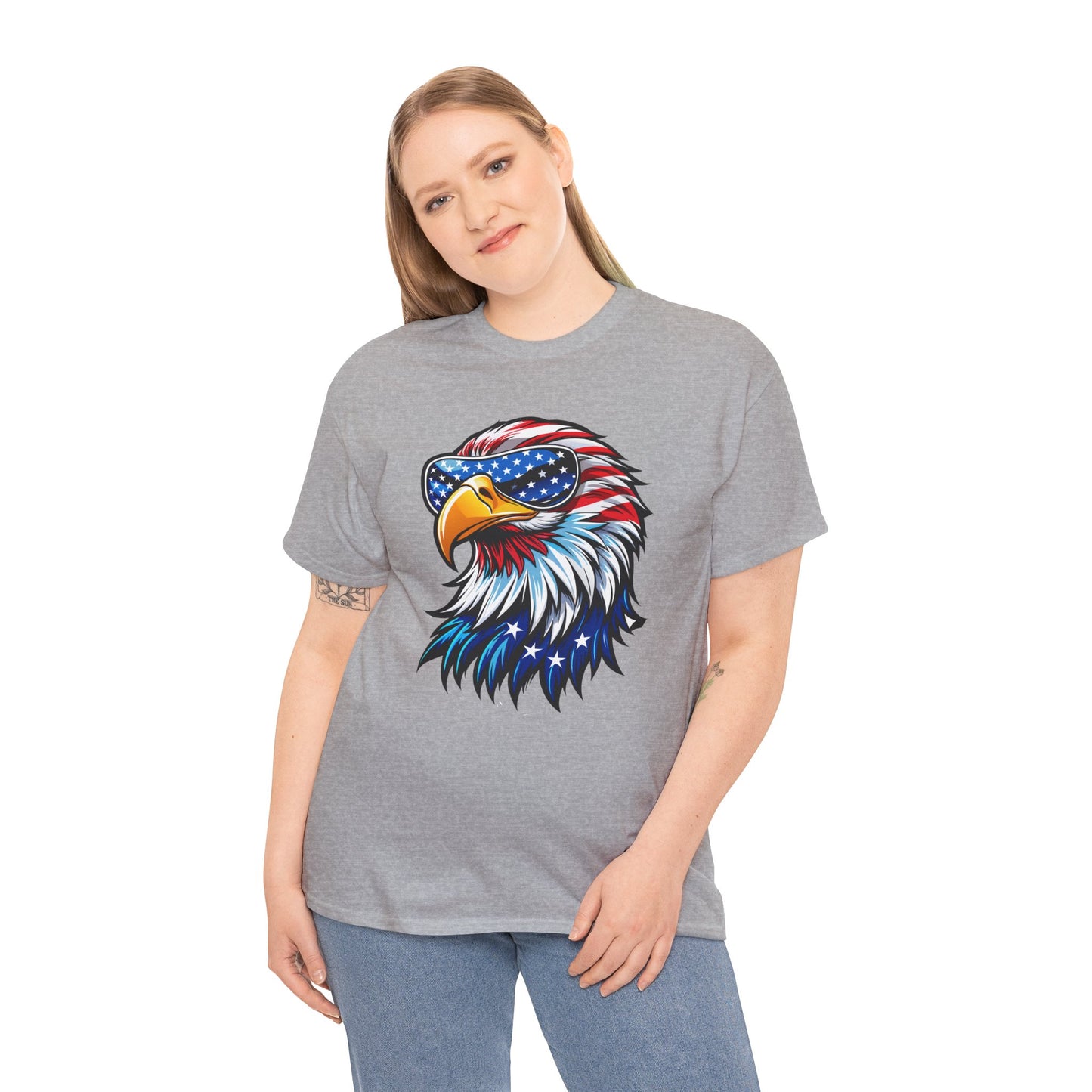 Princess Grace  Patriotic Eagle Unisex Heavy Cotton Tee 4th of July Spirit