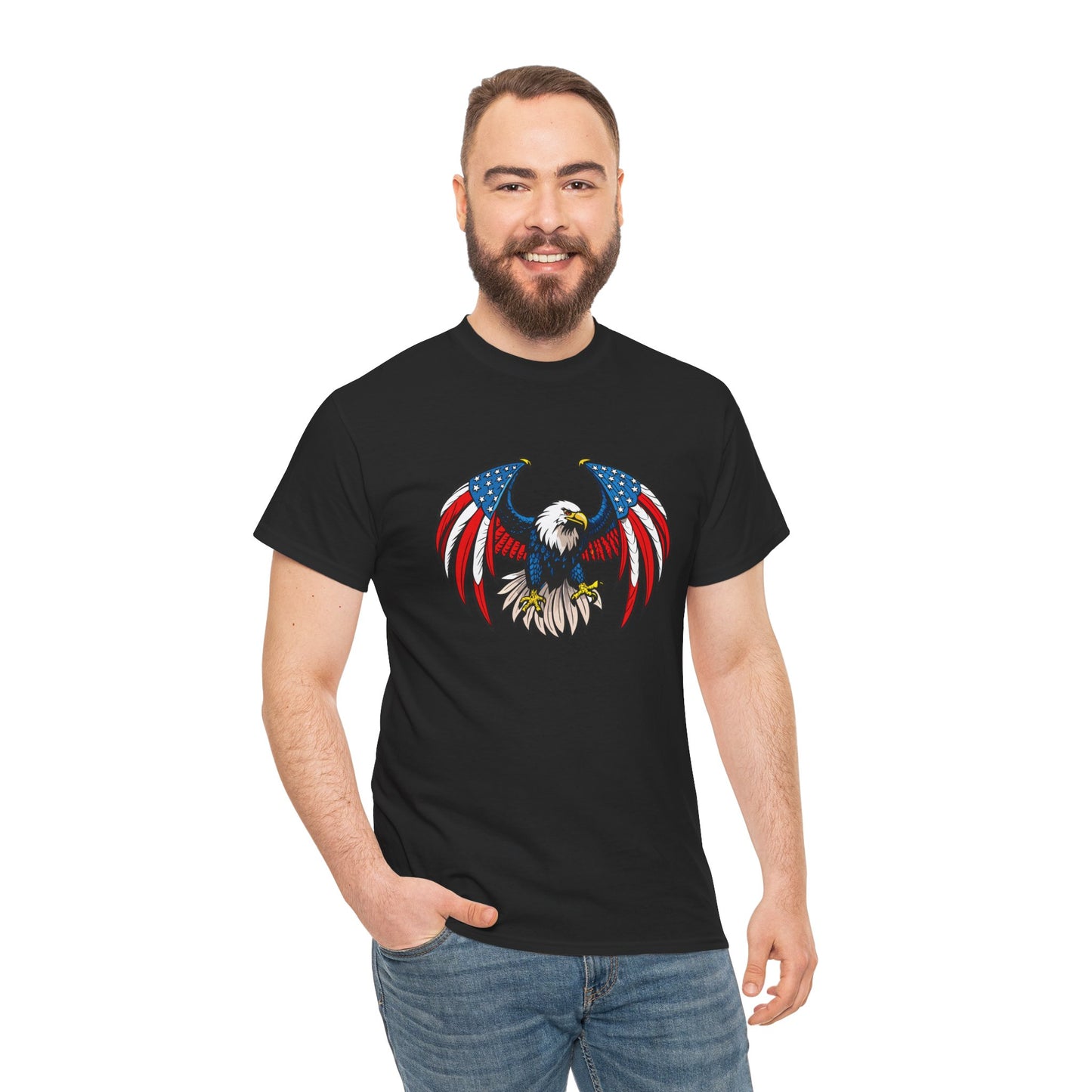 Princess Grace  Patriotic Eagle Unisex Heavy Cotton Tee 4th of July Graphic T-Shirt