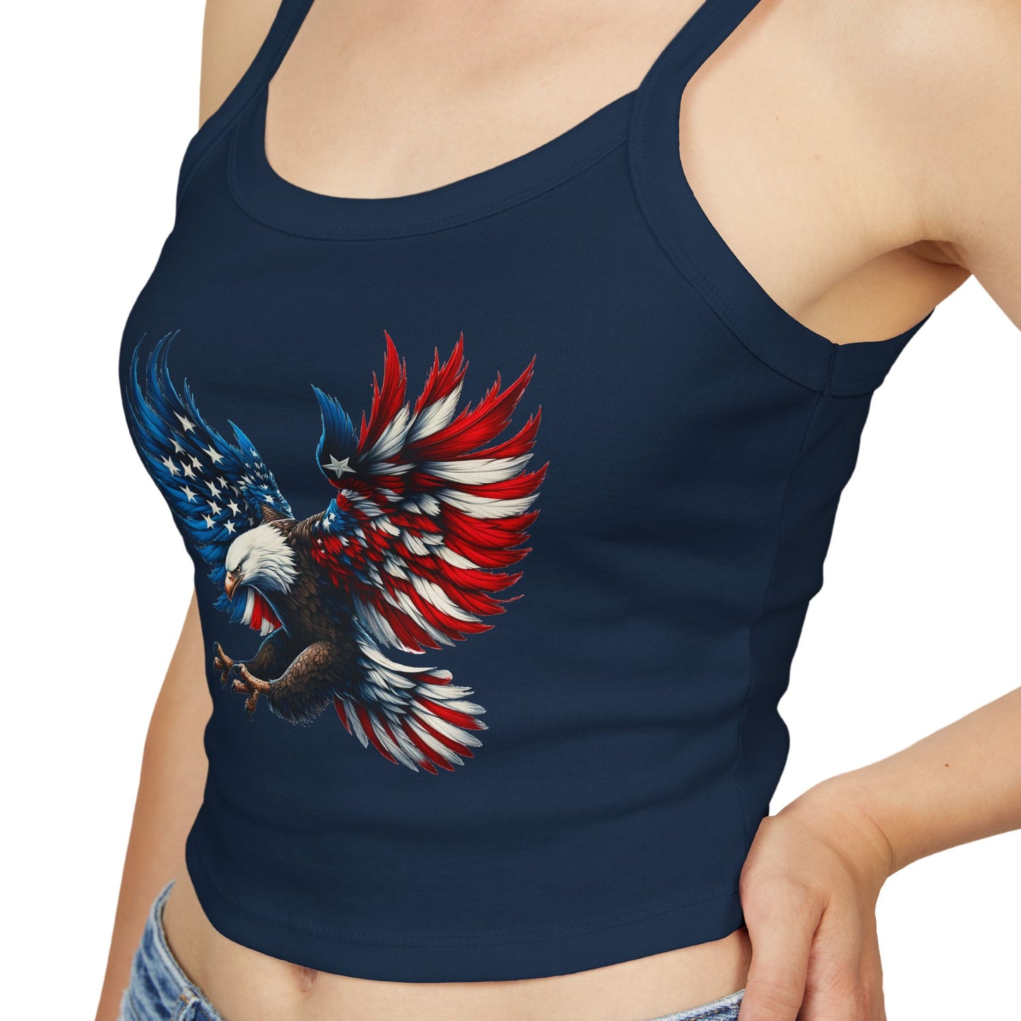 Princess Grace  Patriotic Women's Spaghetti Strap Tank Top  USA Eagle Graphic