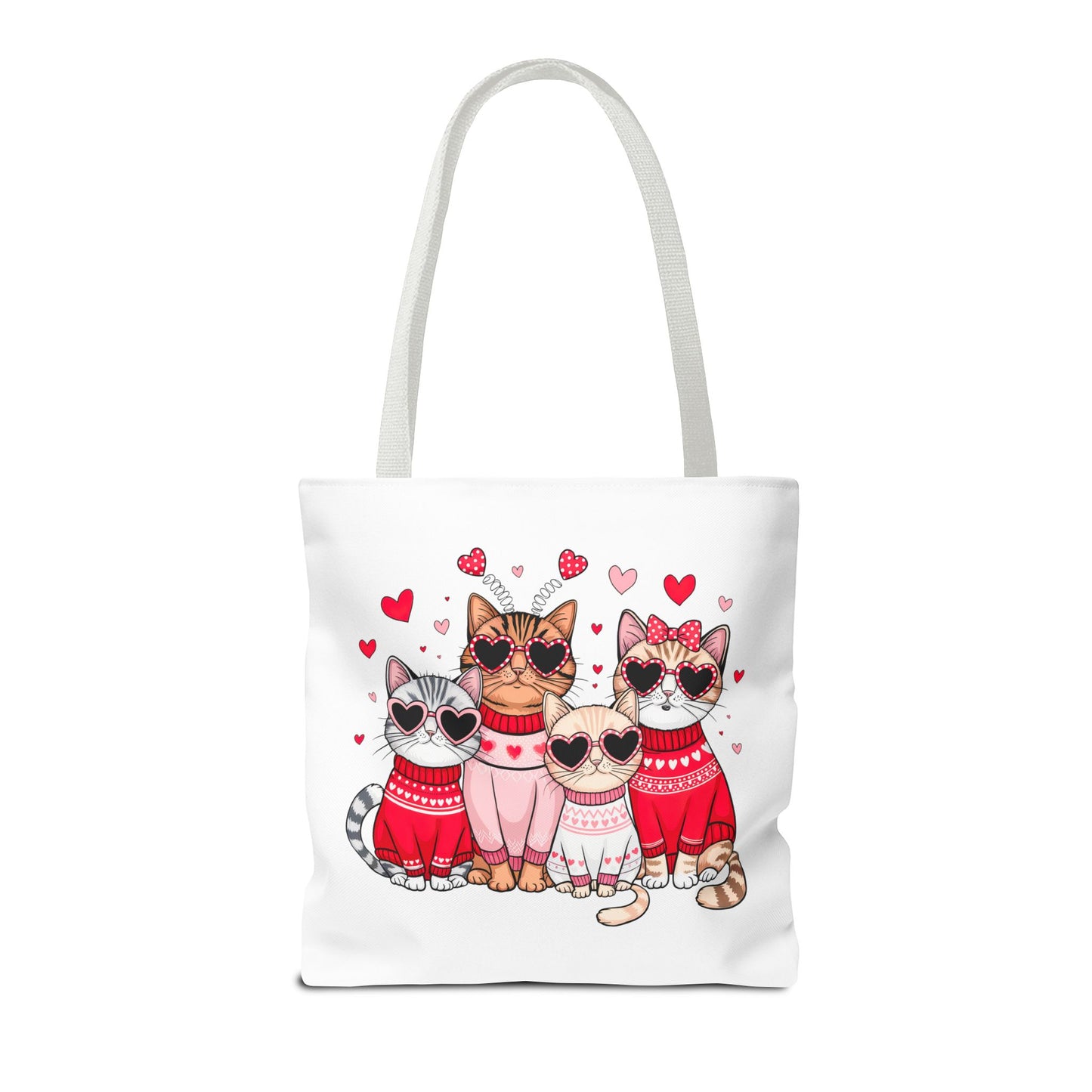 Princess Grace  Cute Cat Lover Tote Bag Stylish and Playful Red Heart Design