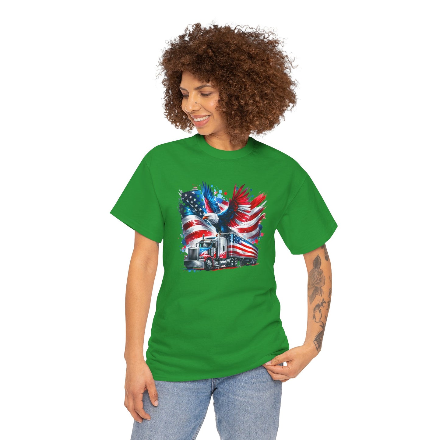 Princess Grace  Patriotic Eagle Truck Unisex Heavy Cotton Tee