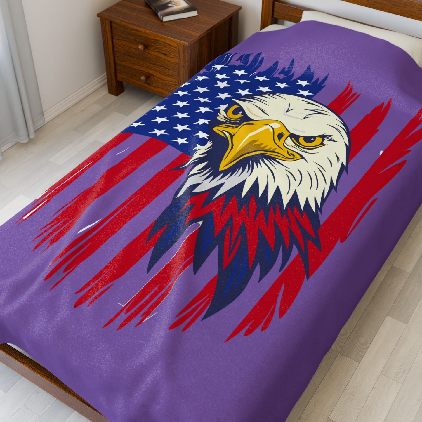 Princess Grace  Patriotic Eagle Velveteen Plush Blanket  Perfect for Cozy Celebrations