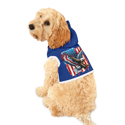 Princess Grace  Patriotic Eagle Pet Hoodie  Blue Animal Apparel for Independence Day