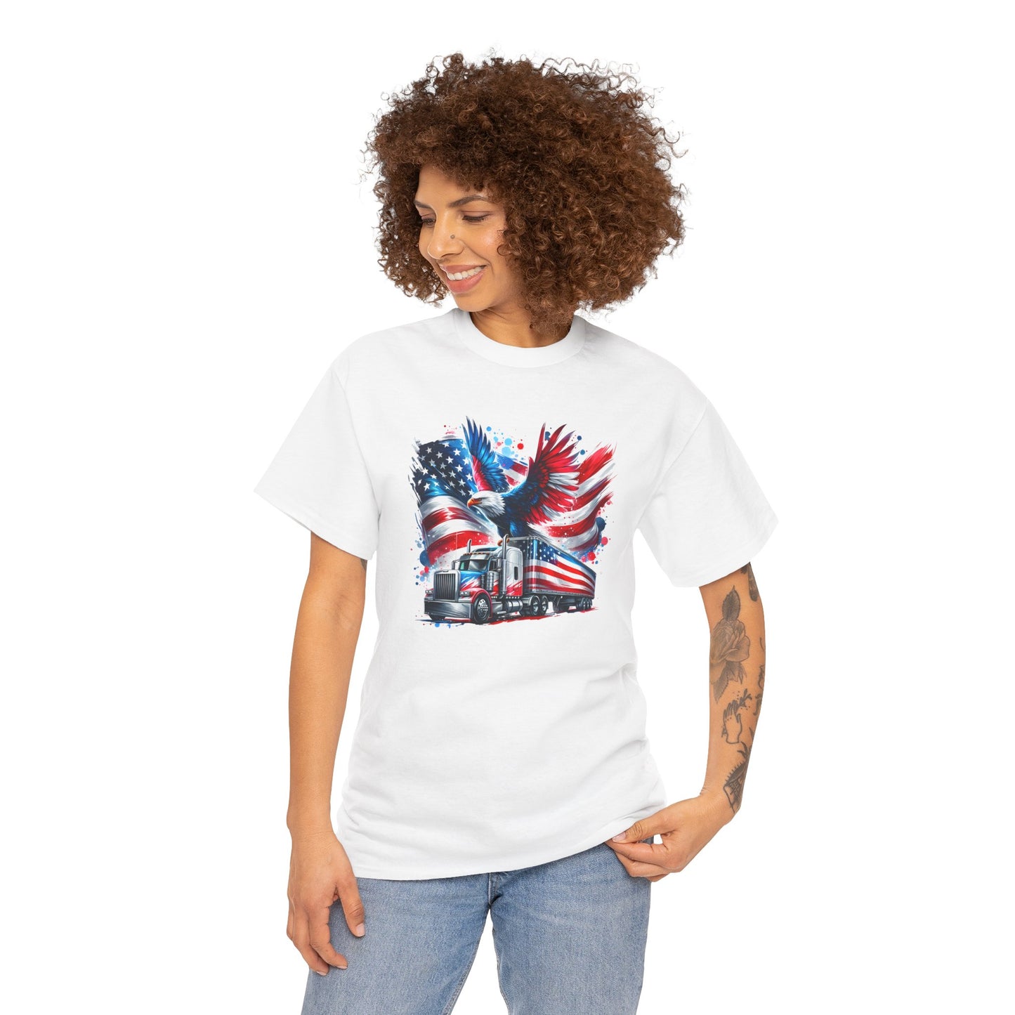 Princess Grace  Patriotic Eagle Truck Unisex Heavy Cotton Tee