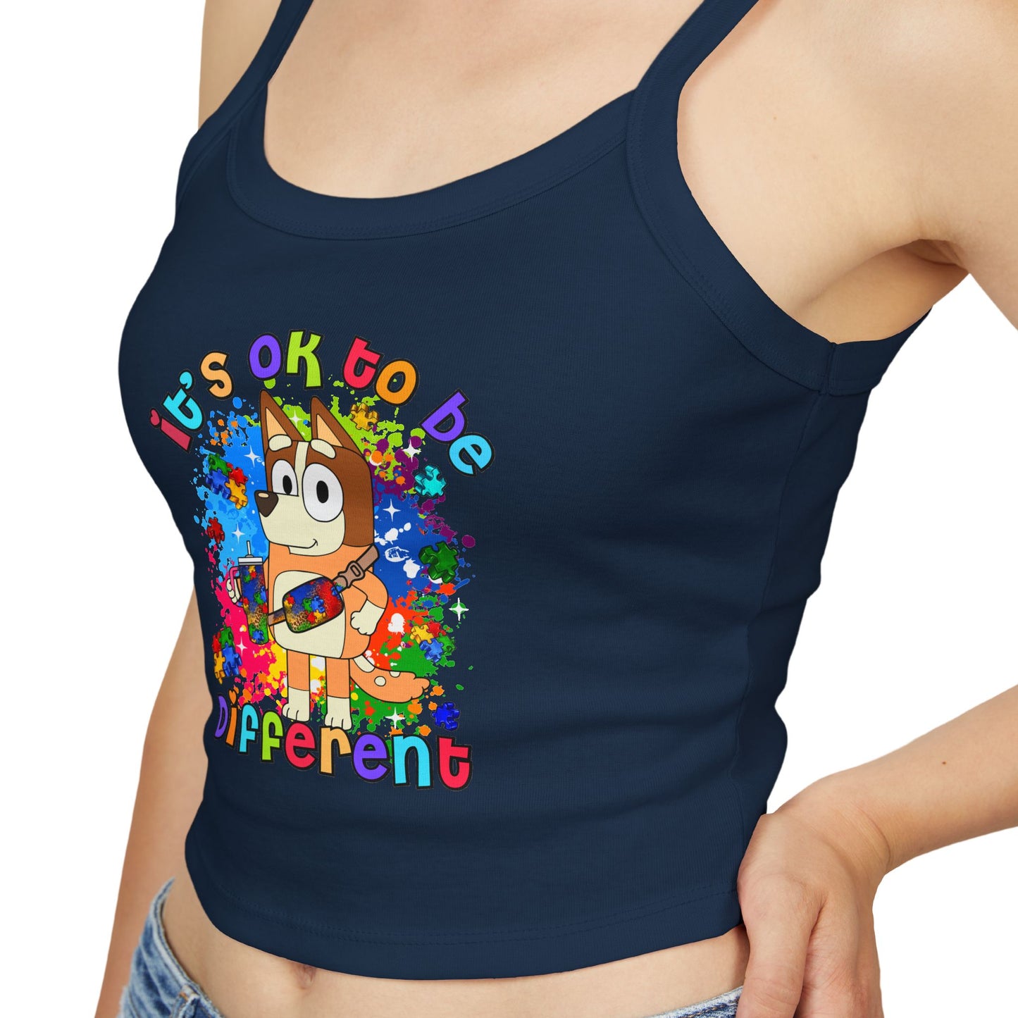 Princess Grace  Bluey Colorful Spaghetti Strap Tank Top  ‘It's OK to Be Different’