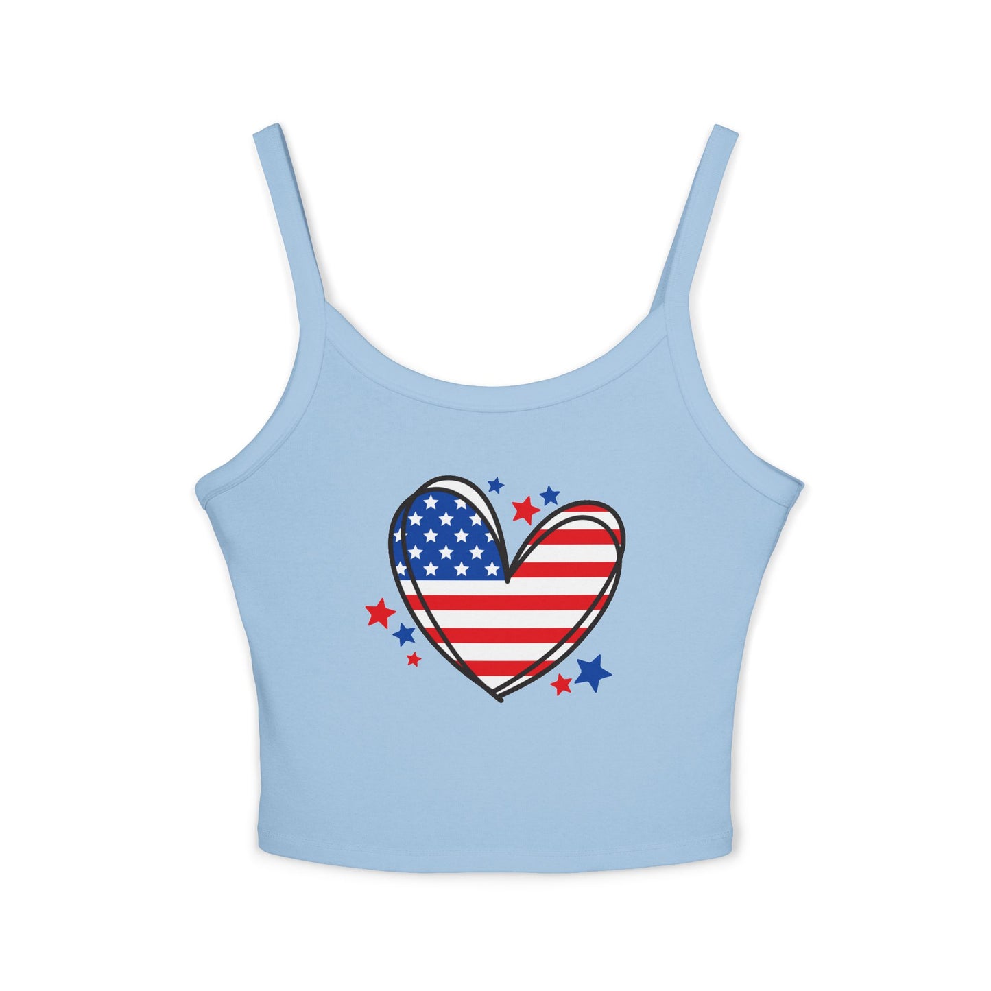 Princess Grace  Patriotic Women's Spaghetti Strap Tank Top USA Heart & Stars Design