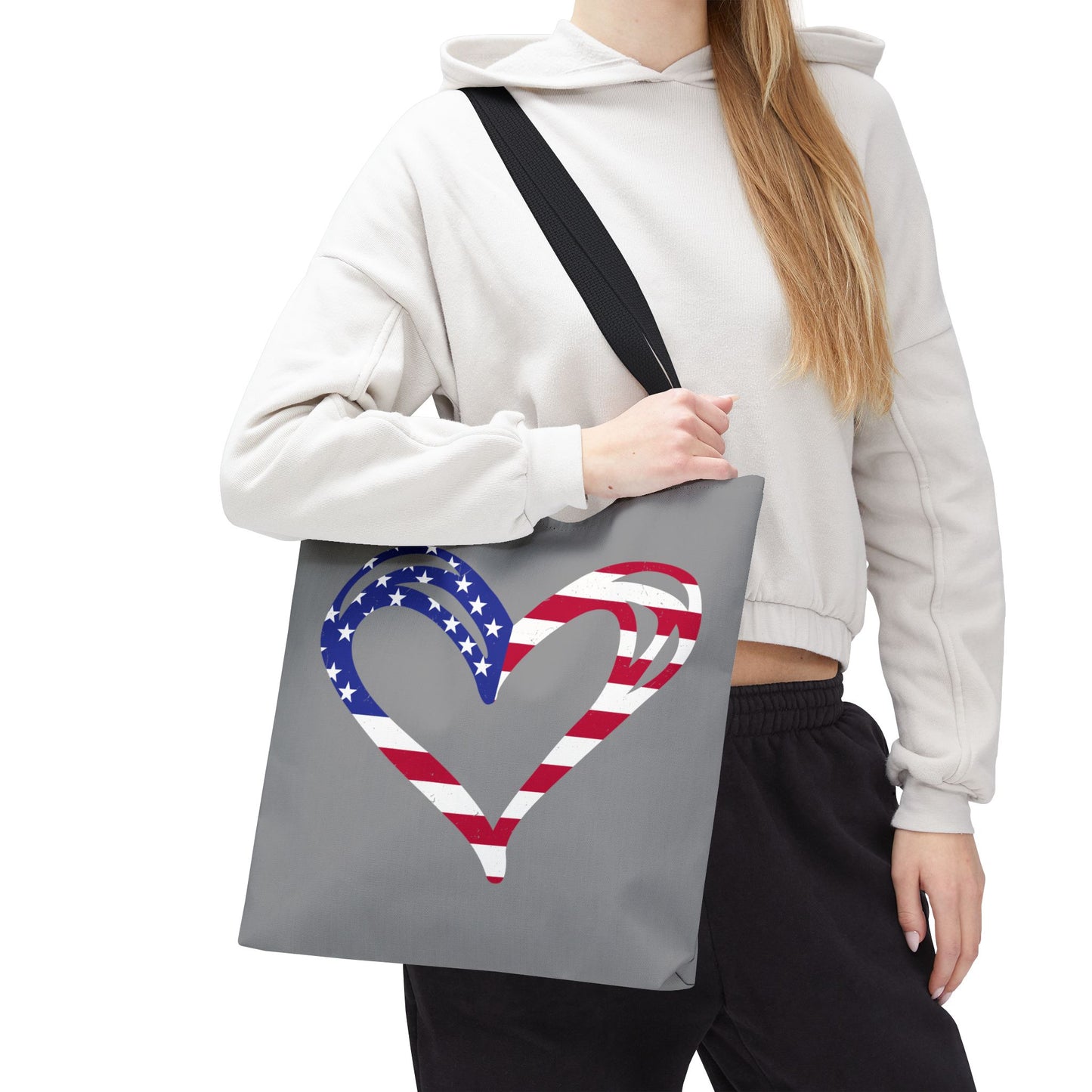 Princess Grace  Patriotic Heart Tote Bag Ideal for Celebrations & Everyday Use