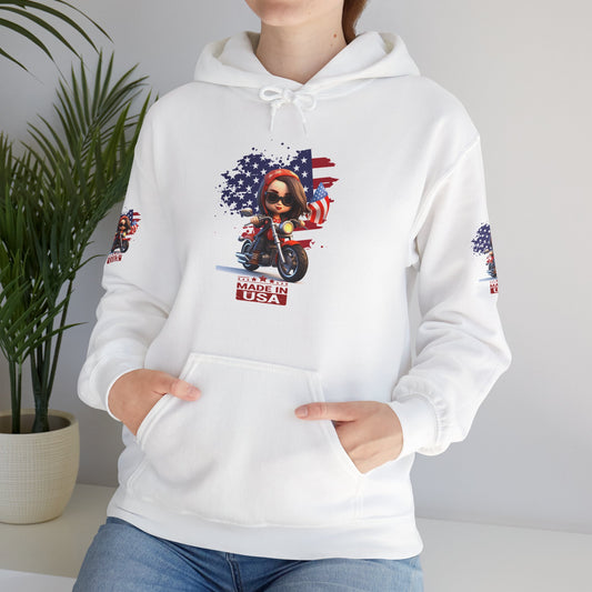 Princess Grace  Patriotic Biker Hoodie  Made in USA Design