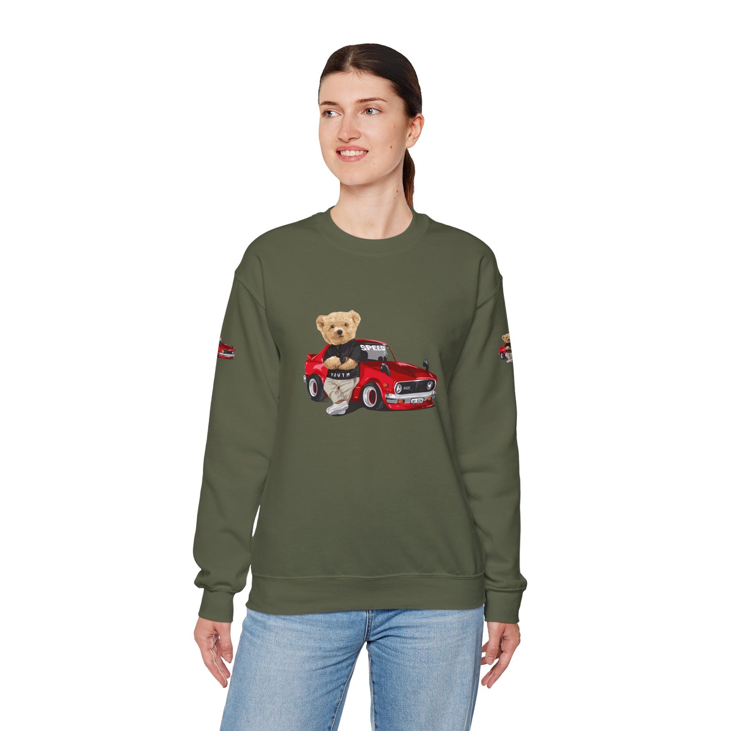 Princess Grace  Cute Bear Vintage Car Sweatshirt Unisex Heavy Blend Crewneck