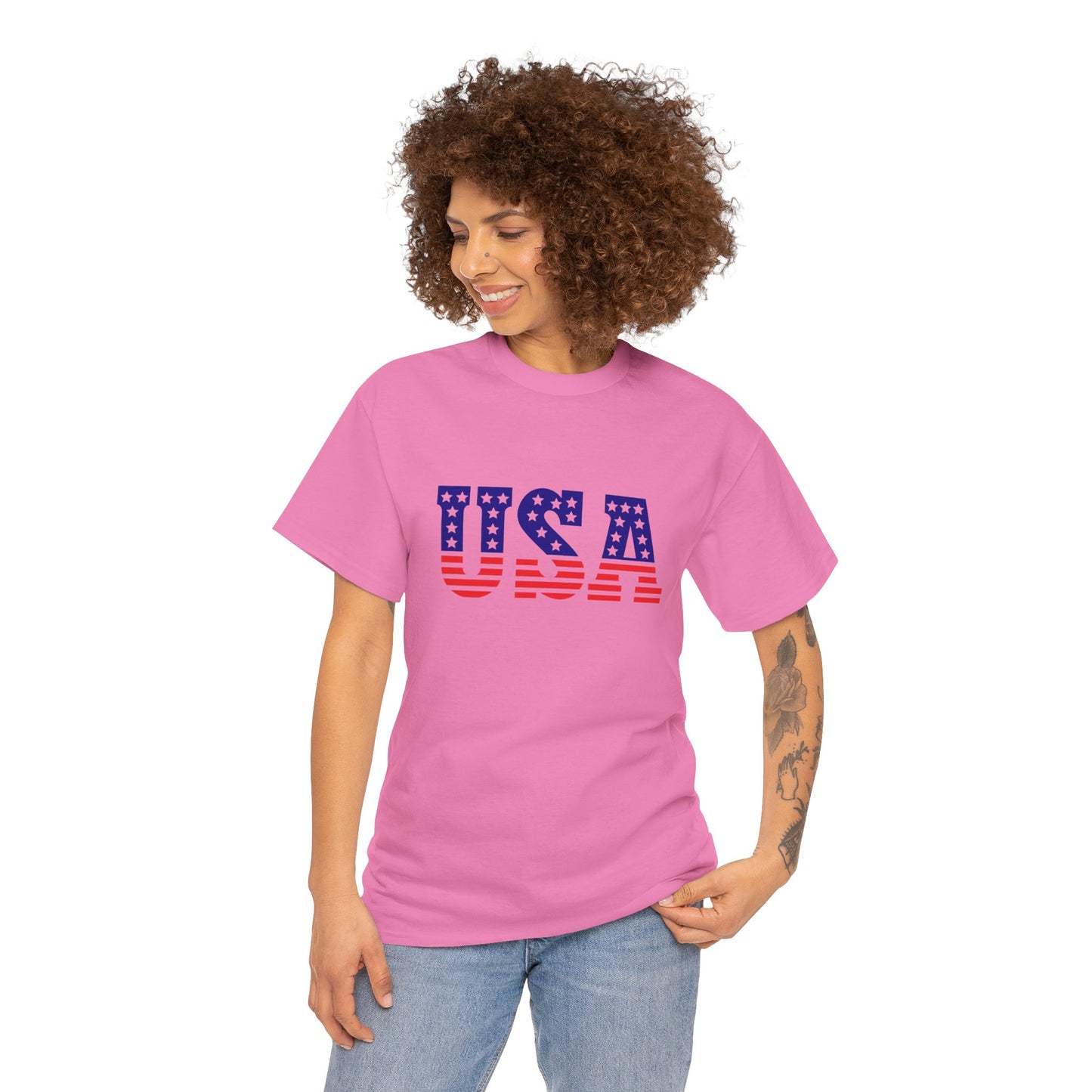 Princess Grace  Patriotic USA Unisex Heavy Cotton Tee  Comfortable Independence Day Apparel