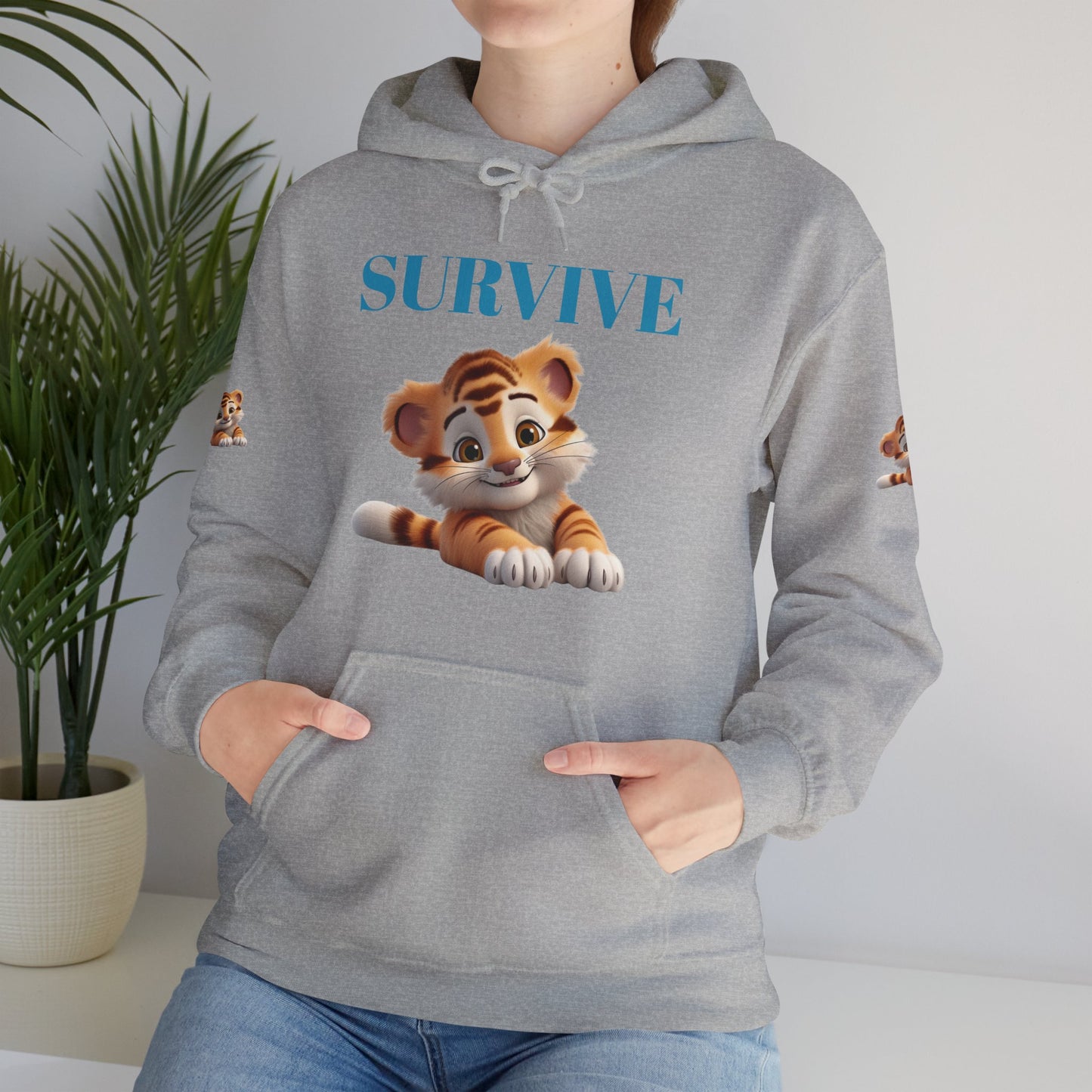 Princess Grace Survive Cute Tiger Survival Hooded Sweatshirt for Animal Lovers