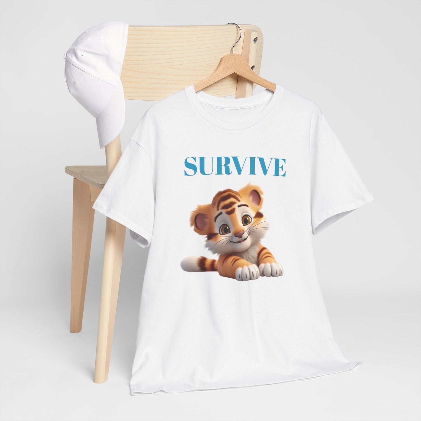 Princess Grace  Survive Tiger Unisex Heavy Cotton Tee Cute Animal Graphic