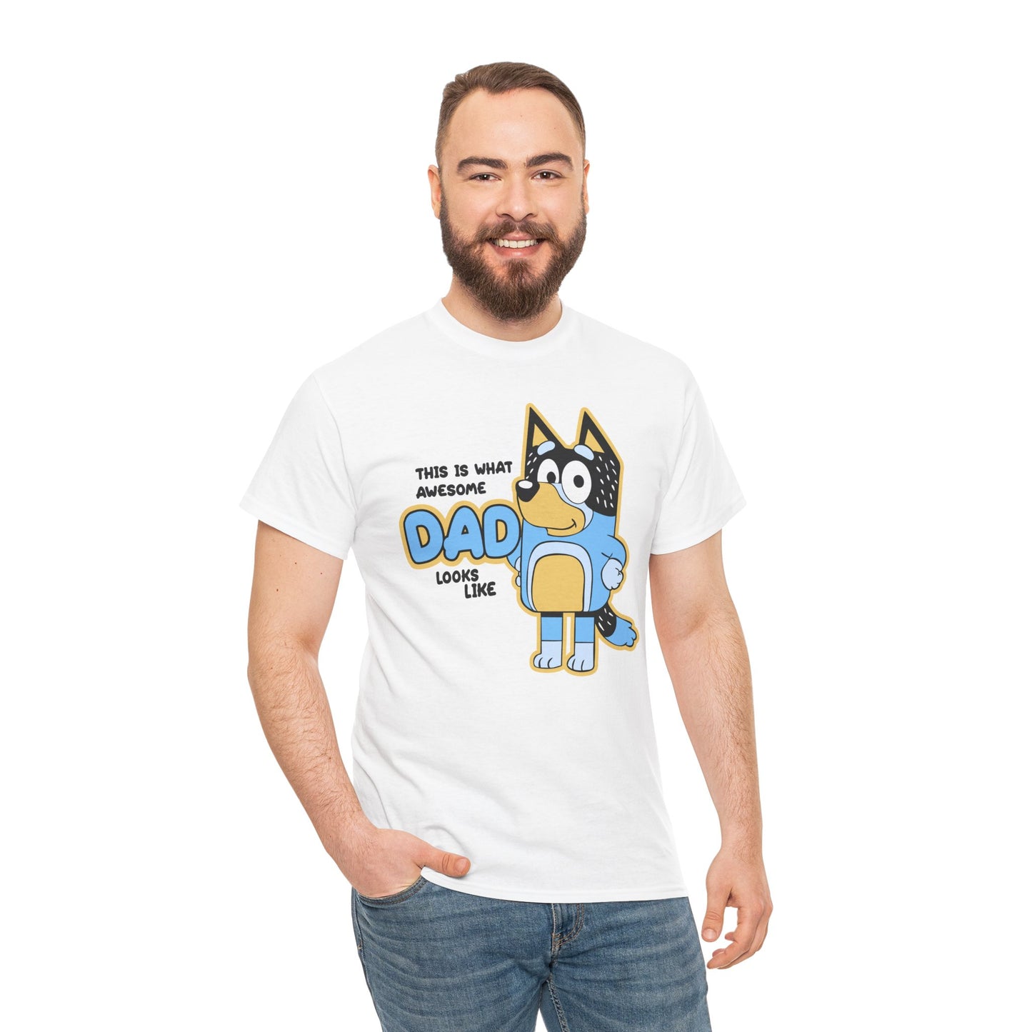 Princess Grace  Bluey  Awesome Dad Unisex Heavy Cotton Tee  Funny Gift for Father's Day
