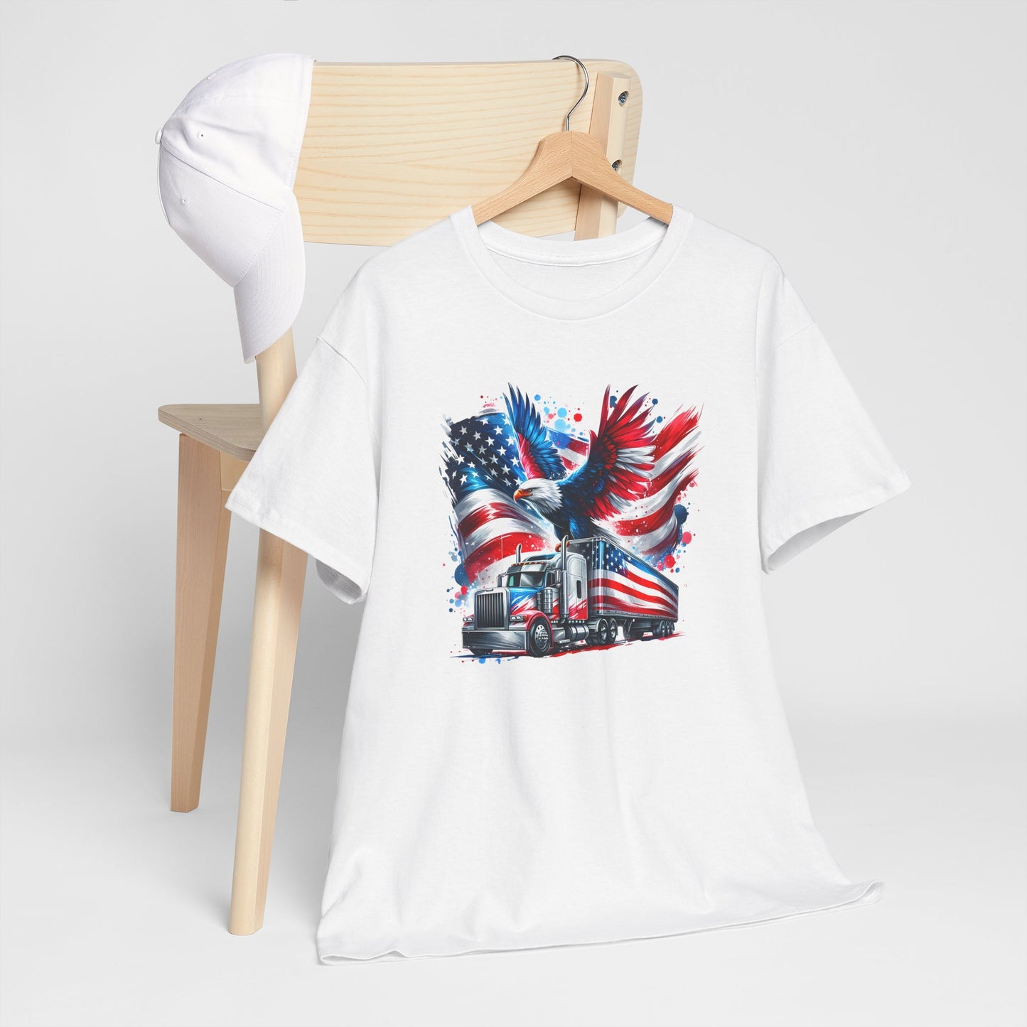 Princess Grace  Patriotic Eagle Truck Unisex Heavy Cotton Tee