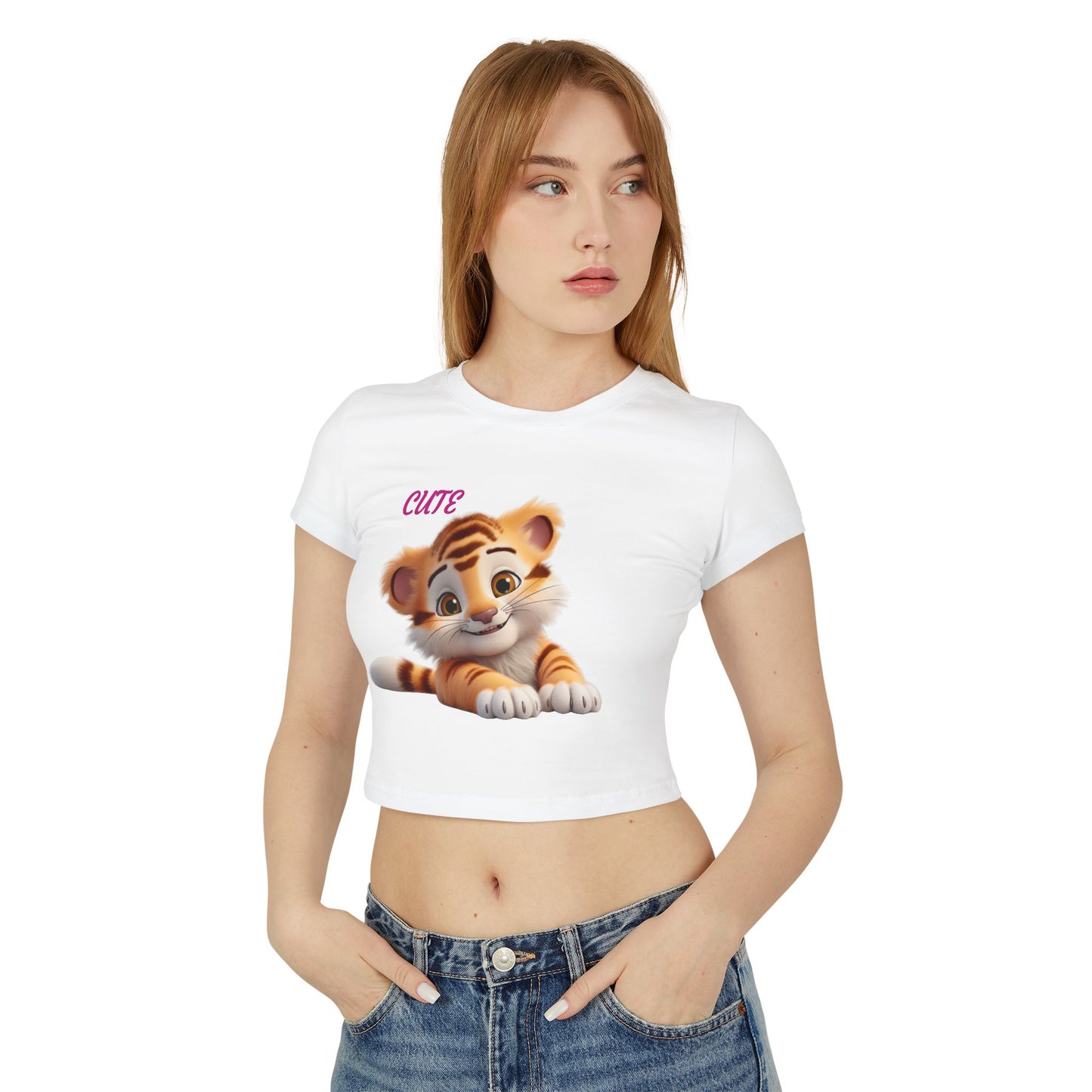 Princess Grace  Cute Tiger Women's Baby Tee  Playful & Stylish T-Shirt