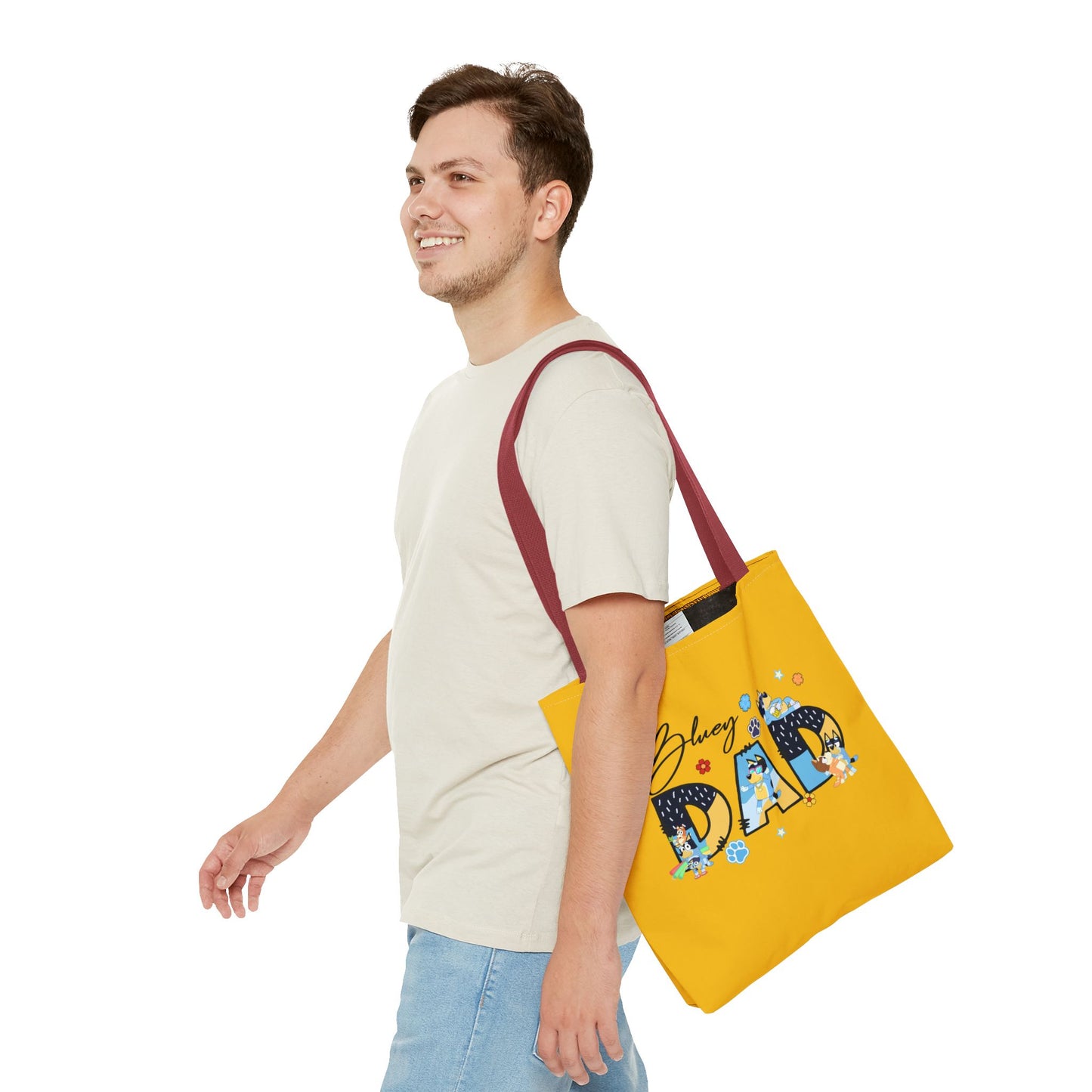 Princess Grace  Bluey Dad Tote Bag Bright Yellow Dog Lovers Tote for Father's Day and Casual Outings