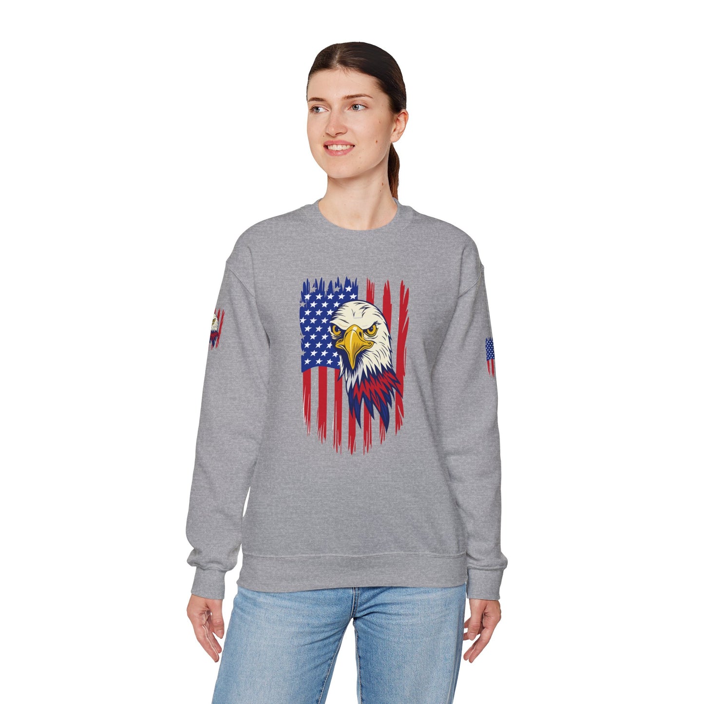 Princess Grace Patriotic Eagle Crewneck Sweatshirt Unisex Heavy Blend