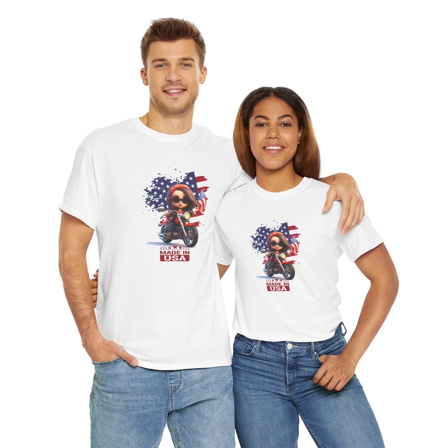 Princess Grace Patriotic Motorcycle Tee  Unisex Heavy Cotton Shirt  Made in USA
