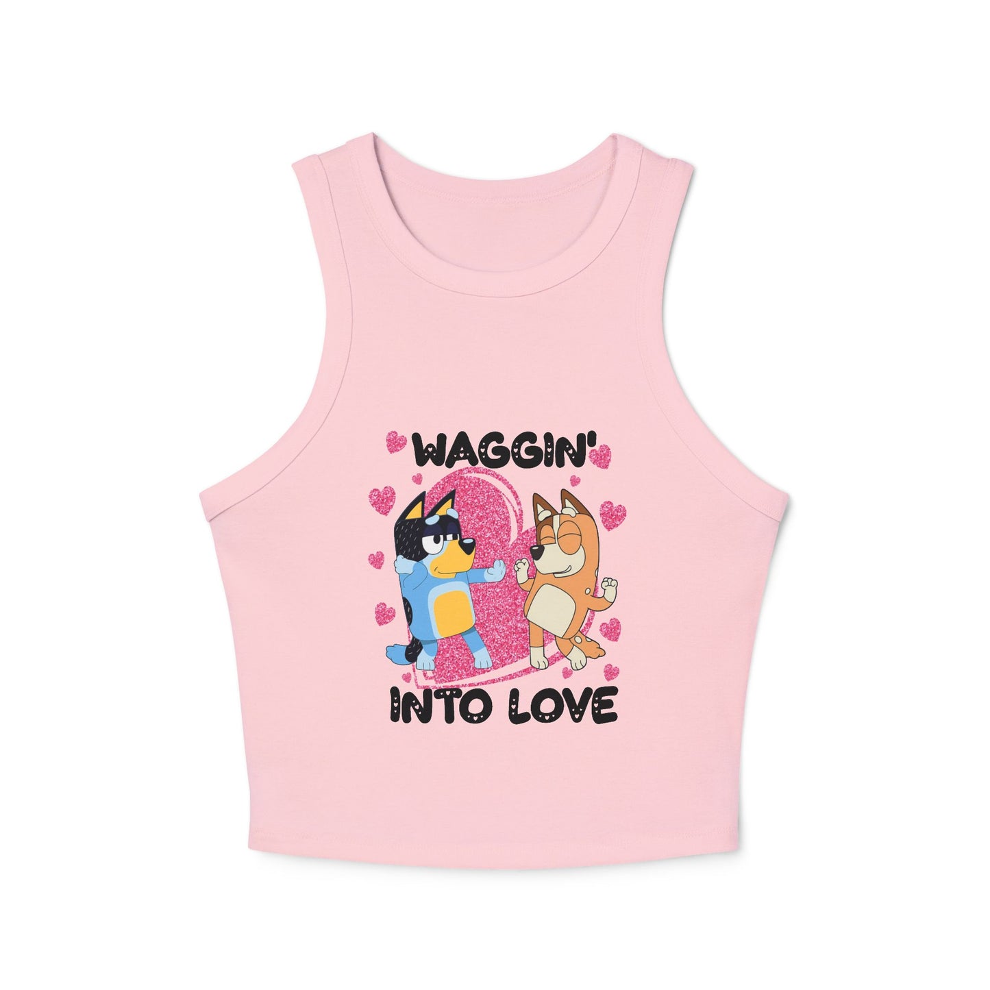 Princess Grace  Bluey  Waggin Into Love Women's Racer Tank Top  Cute Pet-Themed Summer Apparel