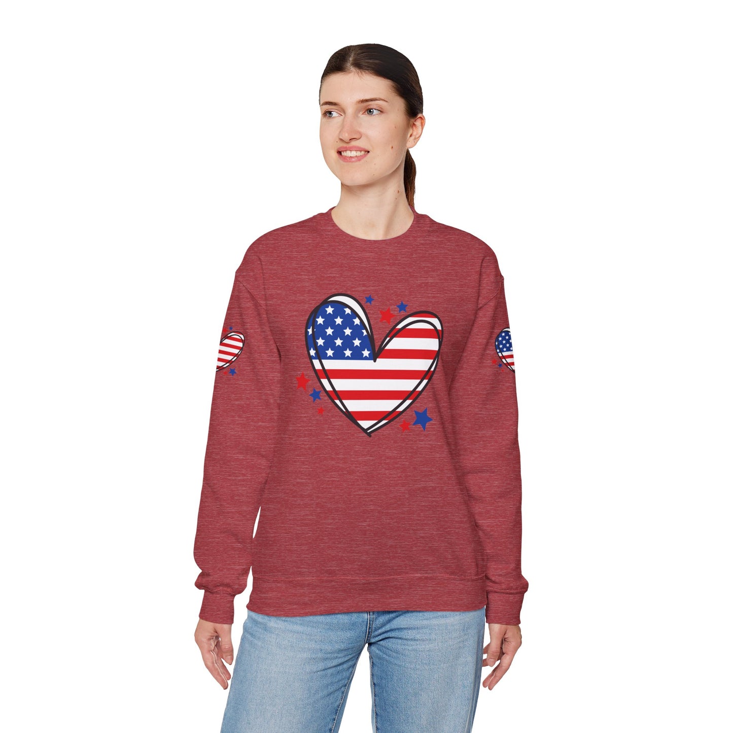 Princess Grace  Patriotic Heart Crewneck Sweatshirt