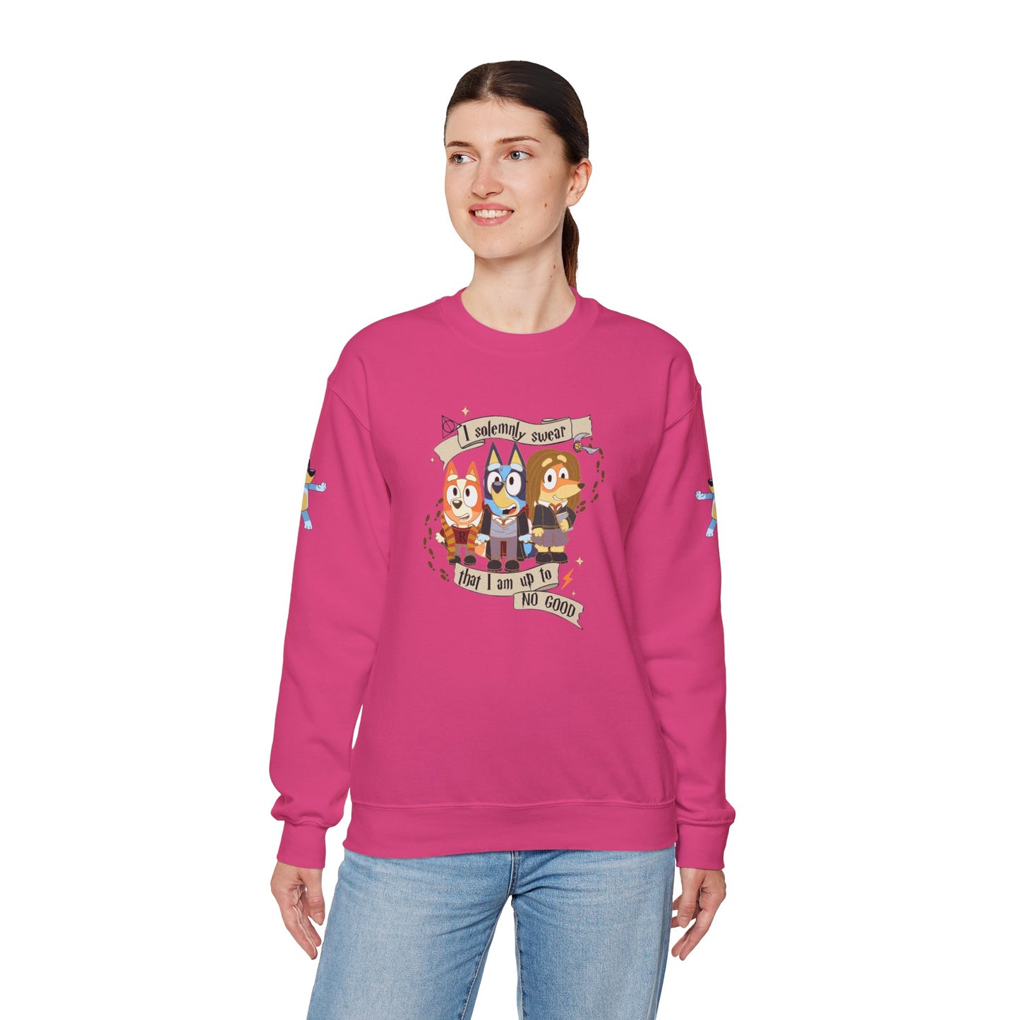 Princess Grace  Bluey  Unisex Funny Crewneck Sweatshirt  "I Solemnly Swear That I Am Up To No Good"  Perfect Gift for Family and Friends