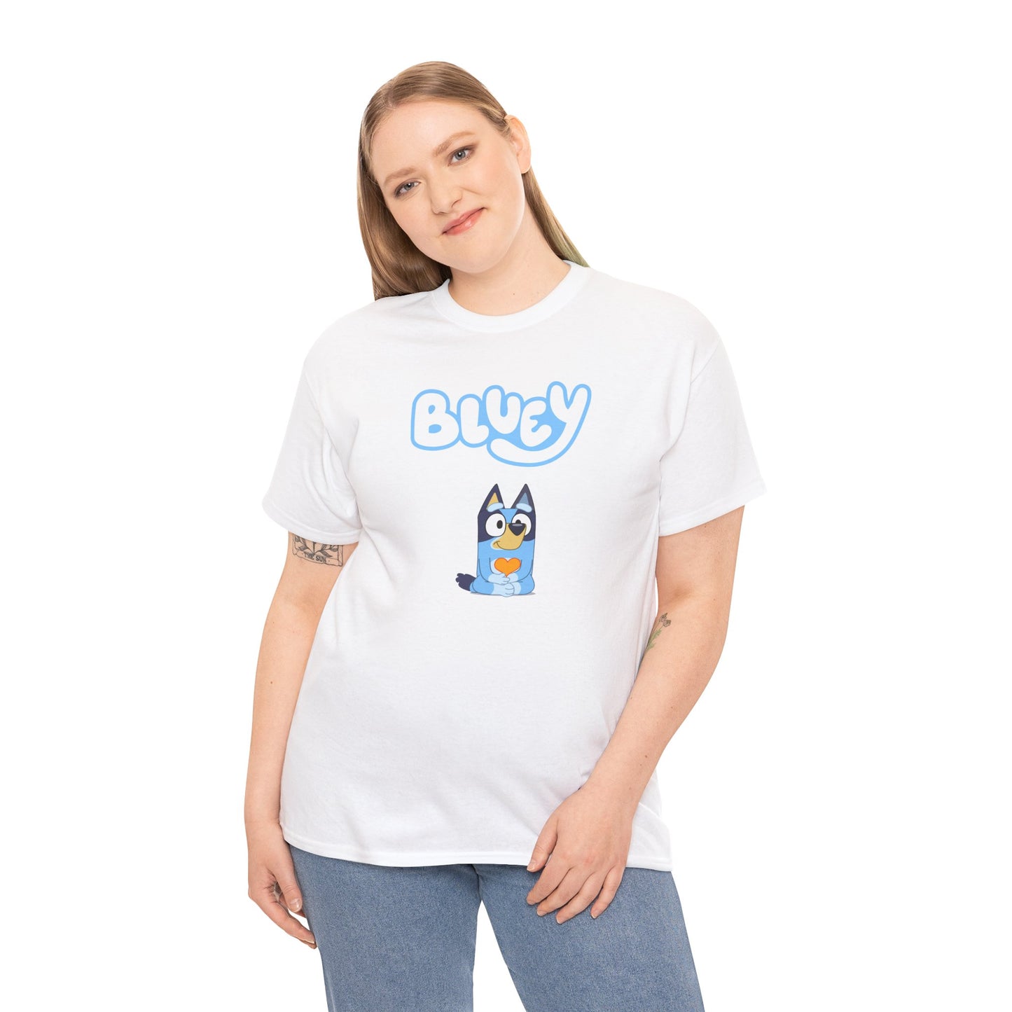 Princess Grace  Bluey Unisex Heavy Cotton Tee  Comfortable Cartoon T-Shirt for Kids and Adults