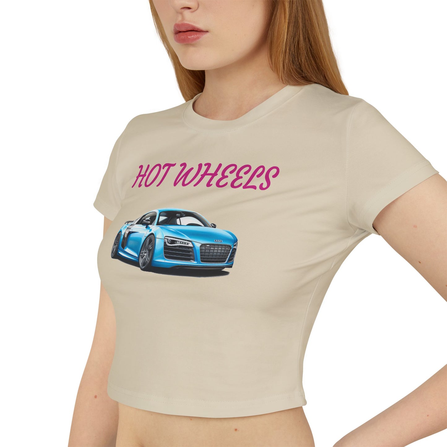 Princess Grace  Women's Baby Tee Hot Wheels Graphic Car Shirt for Car Enthusiasts