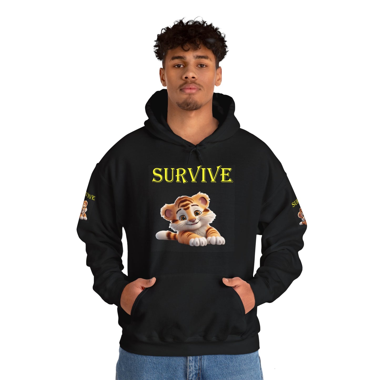 Princess Grace  Survive Tiger Graphic Unisex Hoodie  Cozy Cat Lover's Sweatshirt