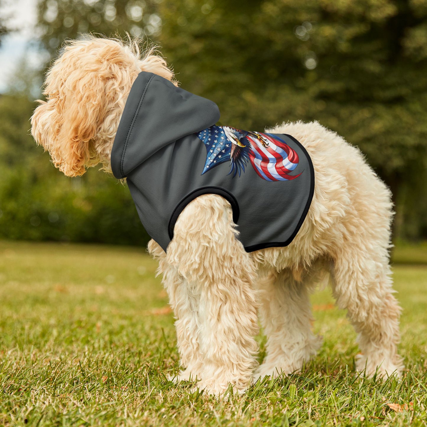 Princess Grace  Patriotic Eagle Pet Hoodie  Perfect for Independence Day Celebrations
