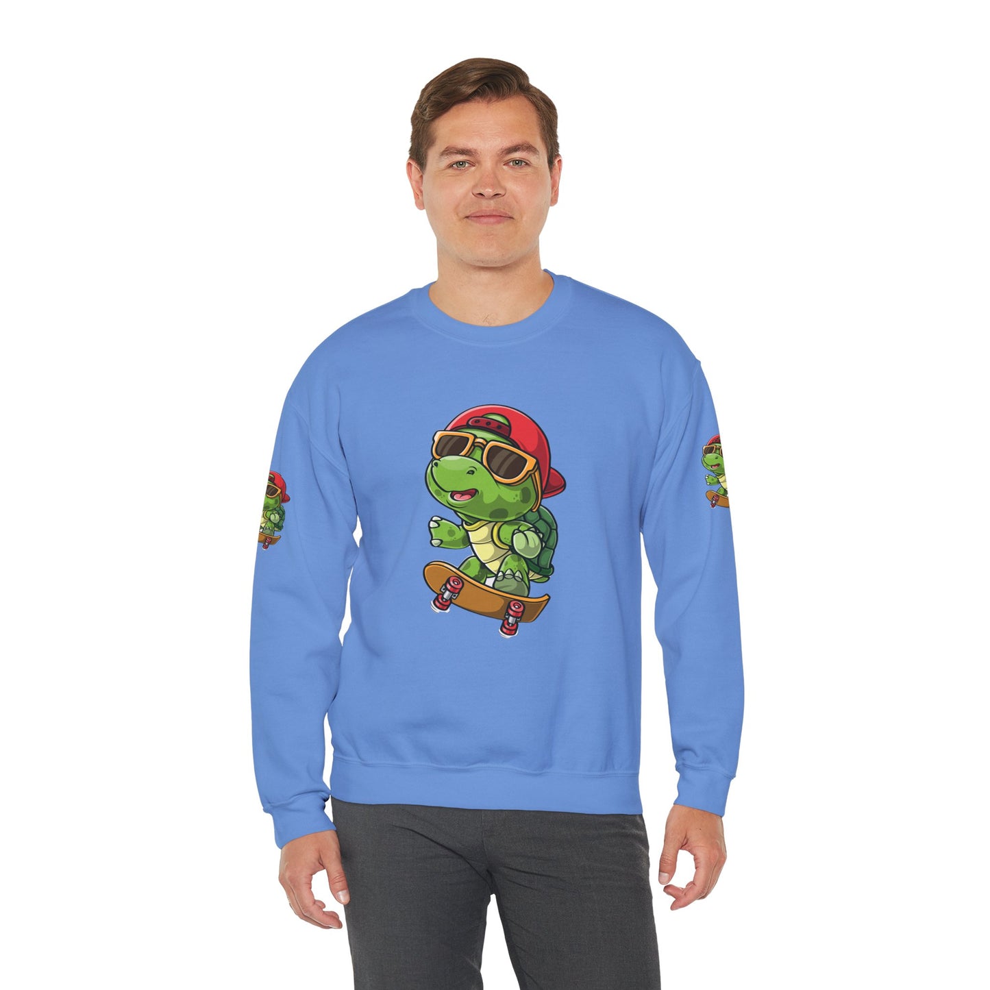 Princess Grace  Cool Turtle Skateboarding Crewneck Sweatshirt for Kids and Teens