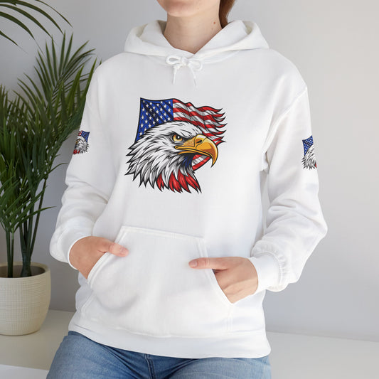 Princess Grace  Patriotic Eagle Hoodie   Unisex Heavy Blend Sweatshirt with American Flag Design