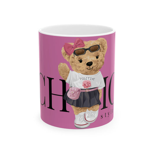 Princess Grace  Chic Positive Bear Ceramic Mug   Cute Coffee Cup for Animal Lovers
