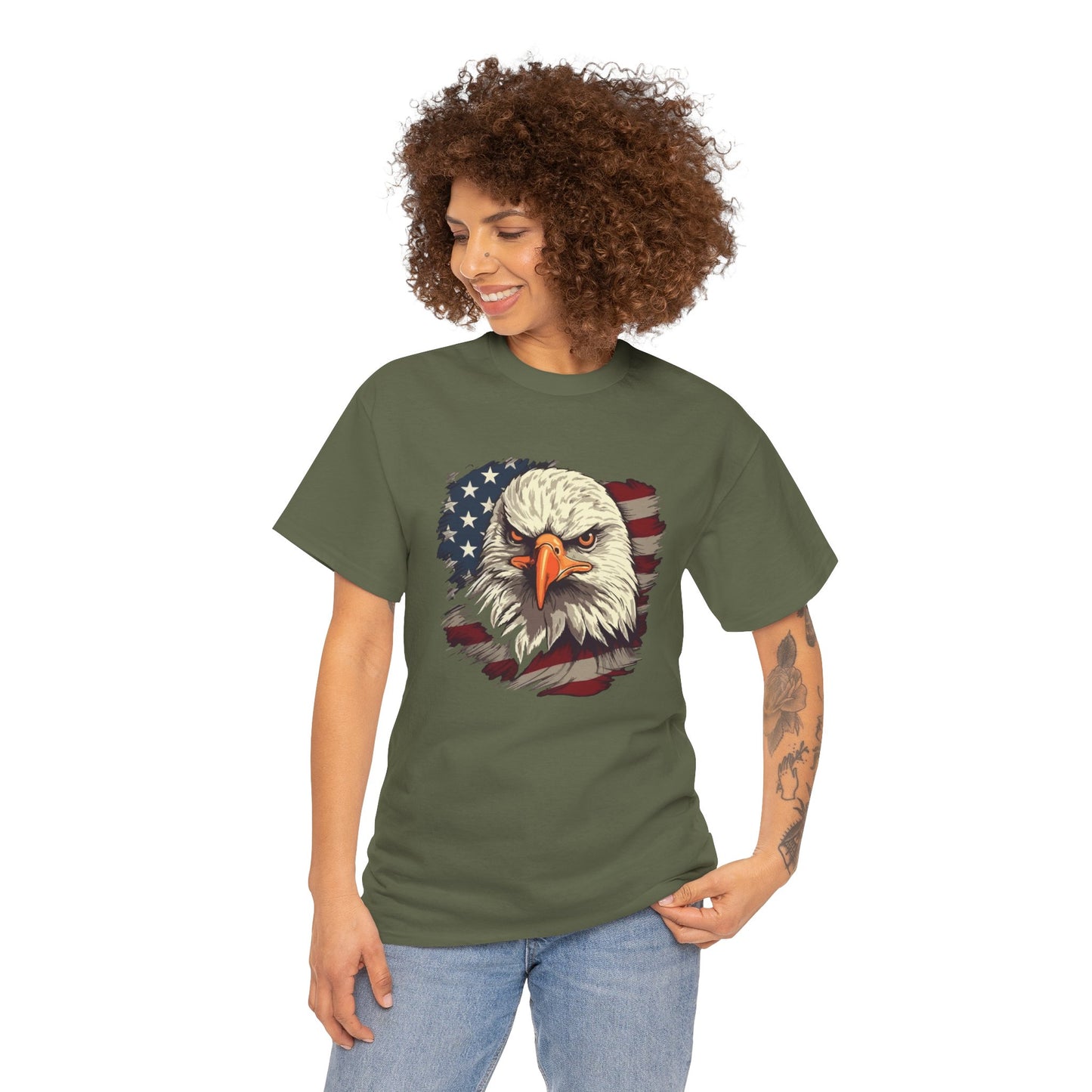 Princess Grace  Patriotic Eagle Graphic Tee  Unisex Heavy Cotton T-Shirt