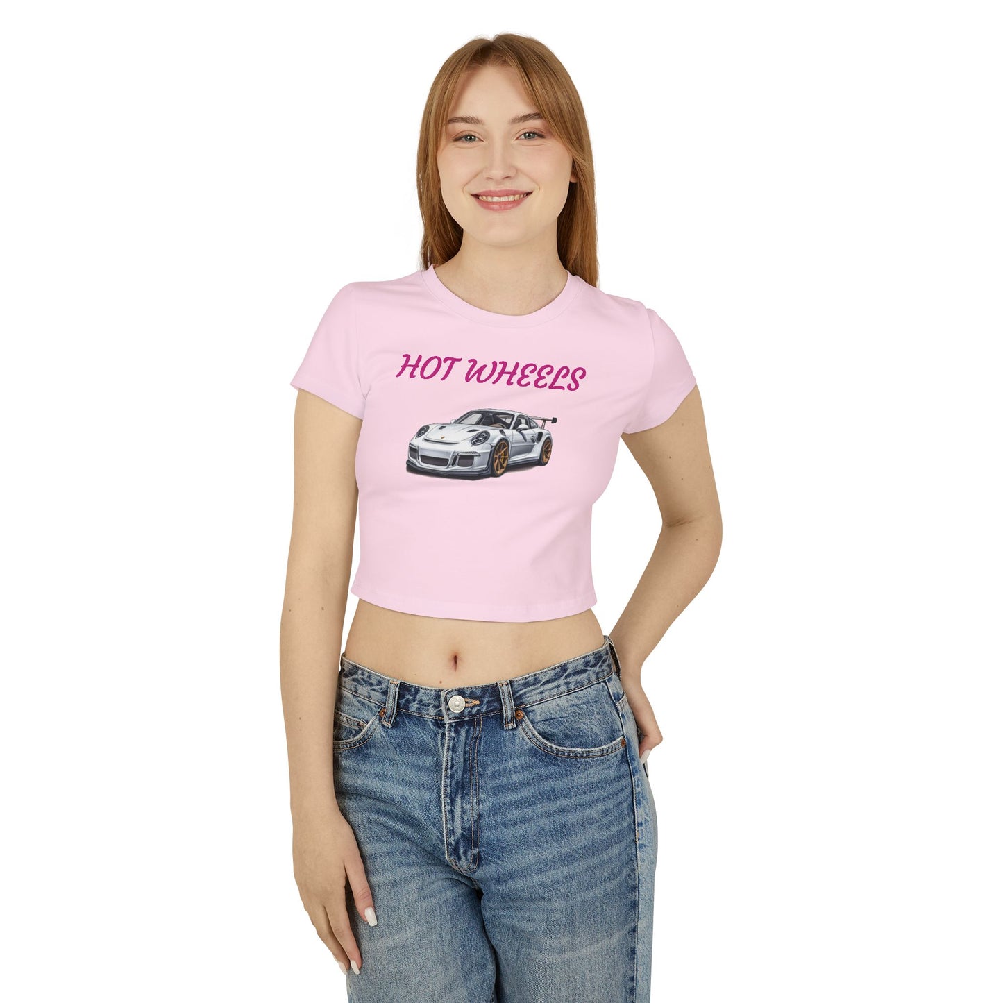 Princess Grace  Hot Wheels Women's Baby Tee Sporty Car Graphic Crop Top