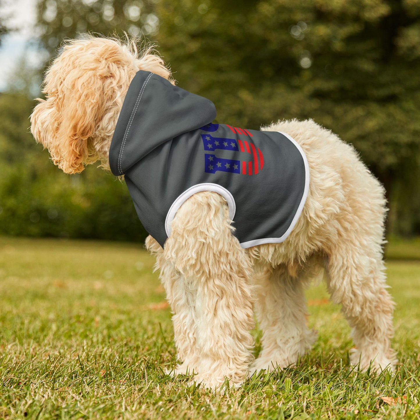 Princess Grace  USA Flag Pet Hoodie Stylish and Cozy Dog Apparel for Patriotic Pets
