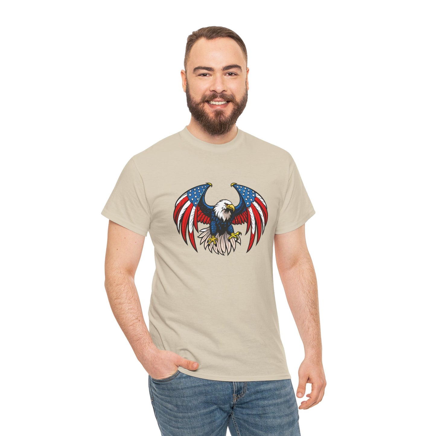 Princess Grace  Patriotic Eagle Unisex Heavy Cotton Tee 4th of July Graphic T-Shirt