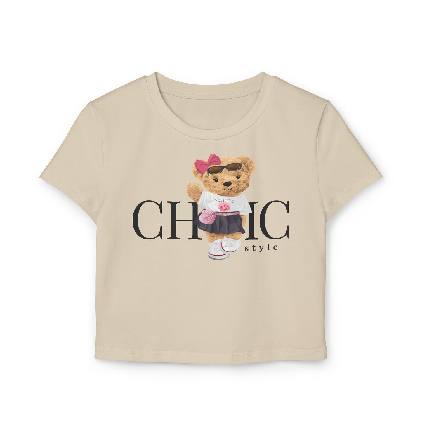 Princess Grace  Chic Bear Graphic Women's Baby Tee Cute & Stylish Summer Top