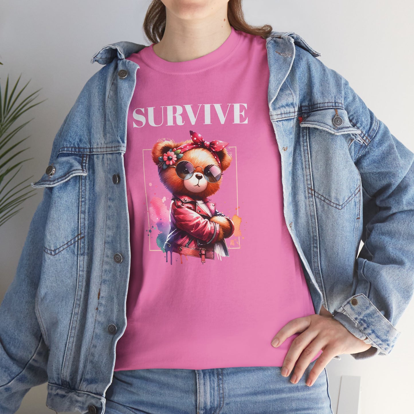 Princess Grace  Survive Bear Graphic Unisex Heavy Cotton Tee  Cute & Trendy T-Shirt