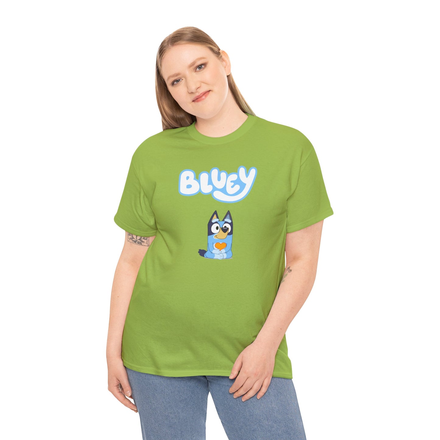 Princess Grace  Bluey Unisex Heavy Cotton Tee  Comfortable Cartoon T-Shirt for Kids and Adults
