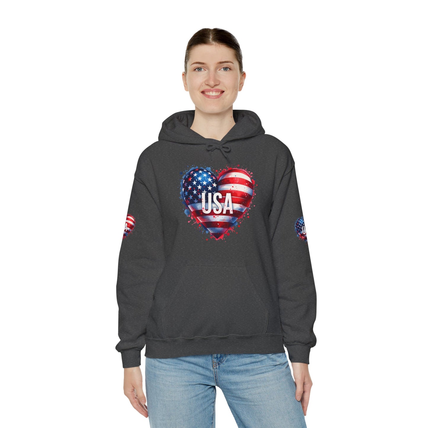 Princess Grace  Patriotic Heart Hoodie for USA Lovers  Unisex Heavy Blend