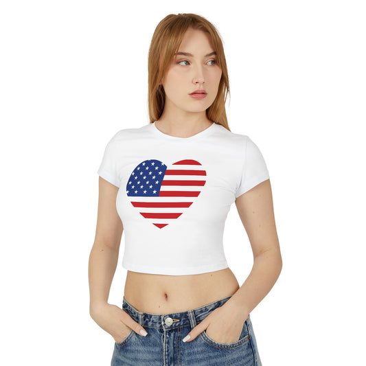 Princess Grace  Patriotic Women's Baby Tee  Heart & USA Graphic