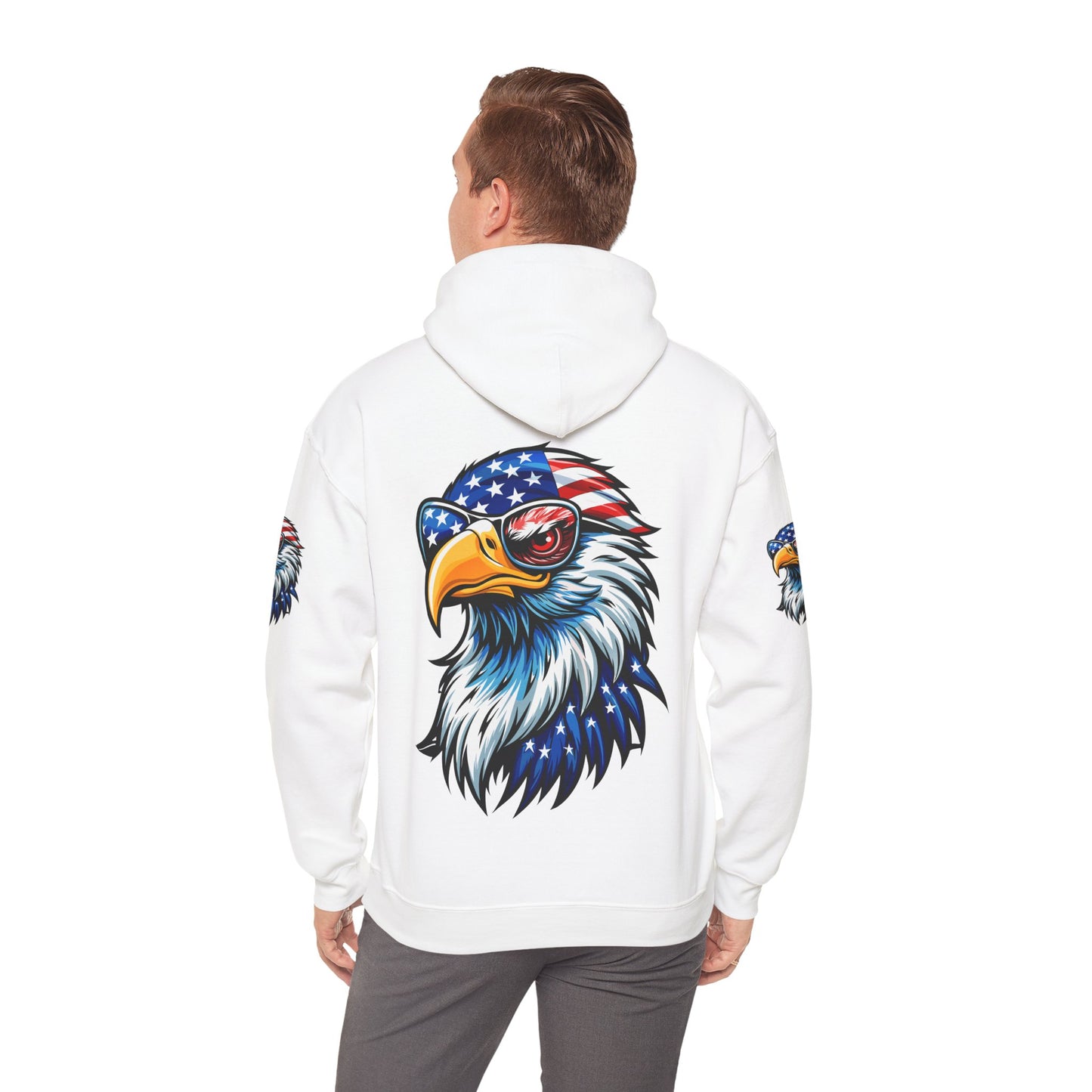 Princess Grace  Patriotic Eagle Hoodie  Unisex Heavy Blend  Sweatshirt with USA Flag Design