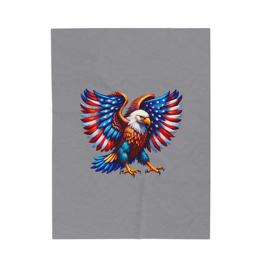 Princess Grace  Patriotic Eagle Velveteen Plush Blanket  Cozy American Flag Throw for Independence Day Memorial Day and Year Round Patriotism