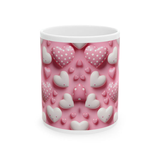 Princess Grace  Cute Hearts Ceramic Mug  Perfect for Valentine's Day and Everyday Love