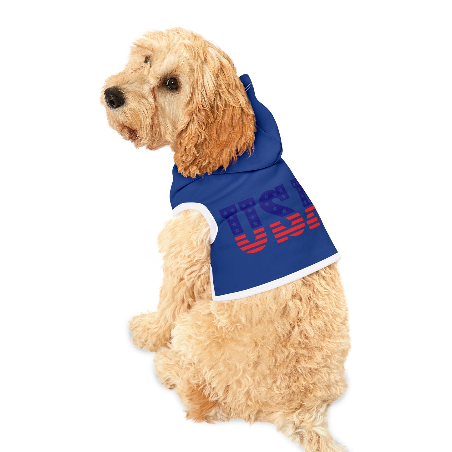 Princes  Grace  USA Flag Pet Hoodie  Stylish and Cozy Dog Apparel for Patriotic Occasions