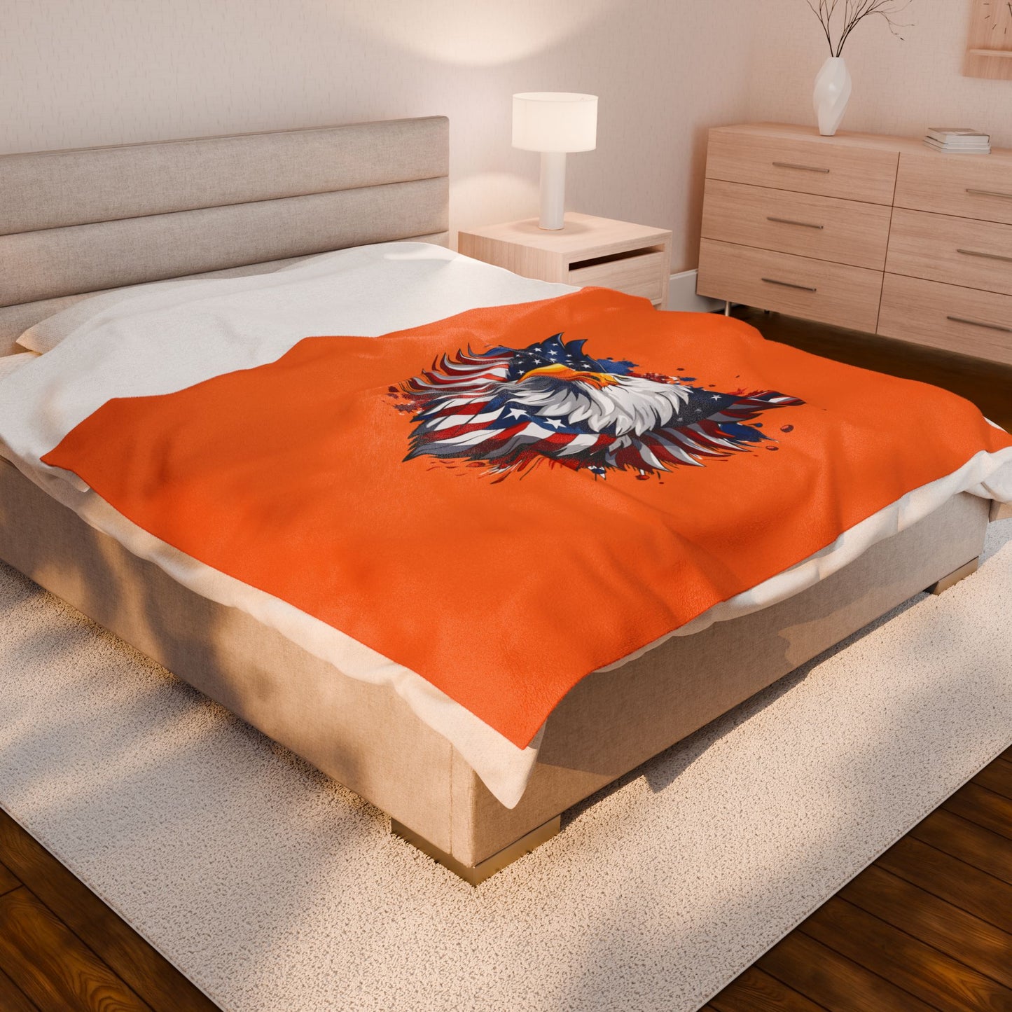 Princess Grace Patriotic Eagle Velveteen Plush Blanket  Cozy American Flag Throw for Home Decor