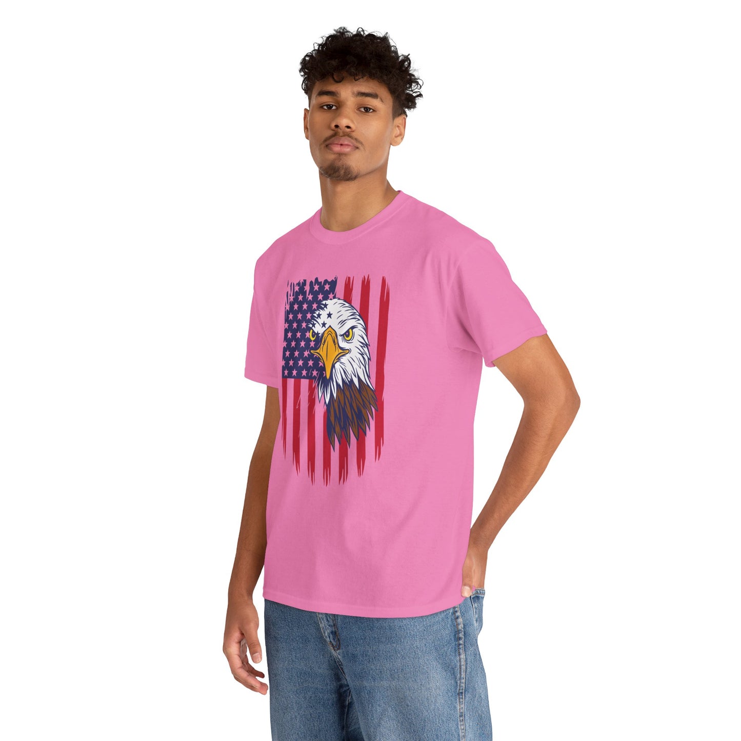 Princess Grace  Eagle & American Flag Unisex Heavy Cotton Tee   Patriotic Apparel for All Occasions