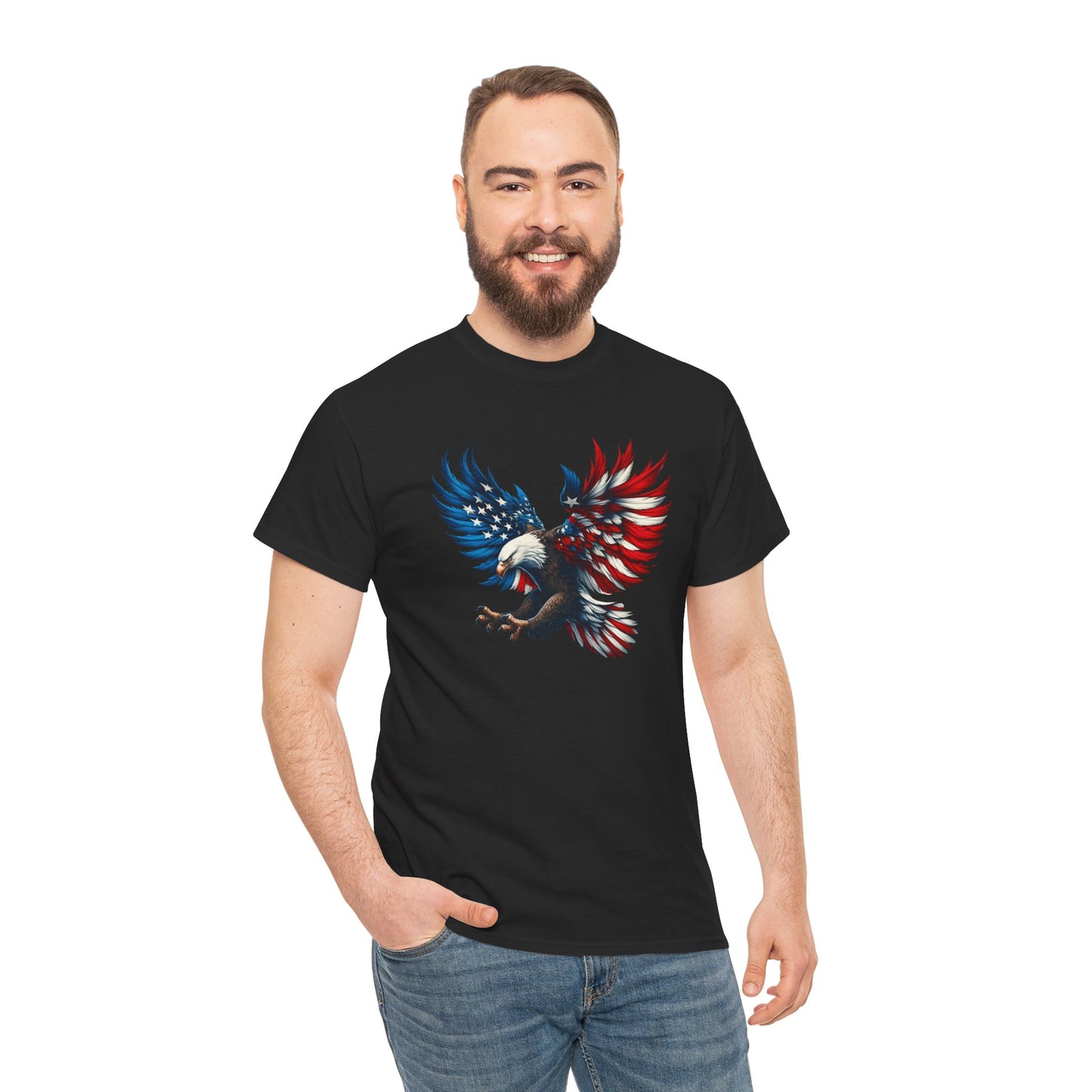 Princess Grace  Patriotic Eagle Unisex Heavy Cotton Tee  Bold USA Graphic Shirt