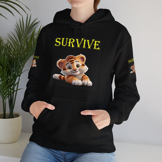 Princess Grace  Survive Tiger Graphic Unisex Hoodie  Cozy Cat Lover's Sweatshirt